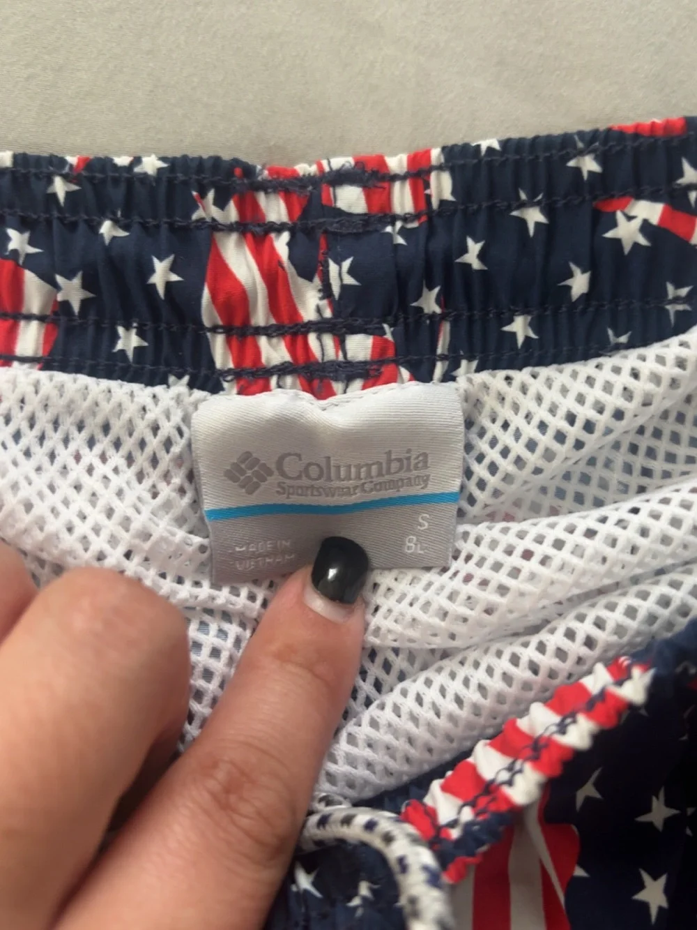 Columbia Navy, Red & White Star-Spangled Swim Shorts